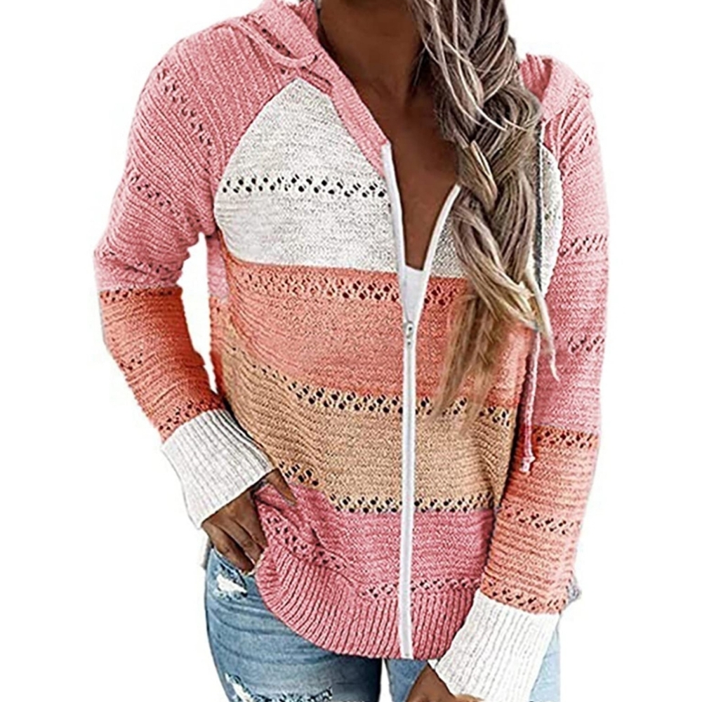 Sheilay Knit color block zip up Hoodie Women's size XL
